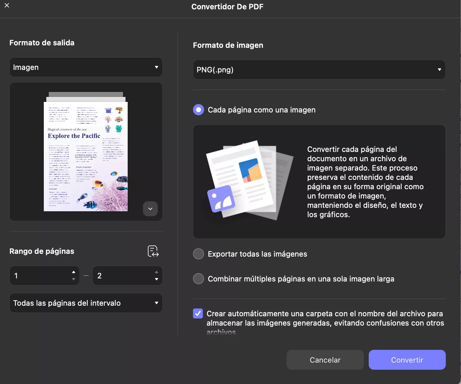 PDF a imagen uPDF Mac