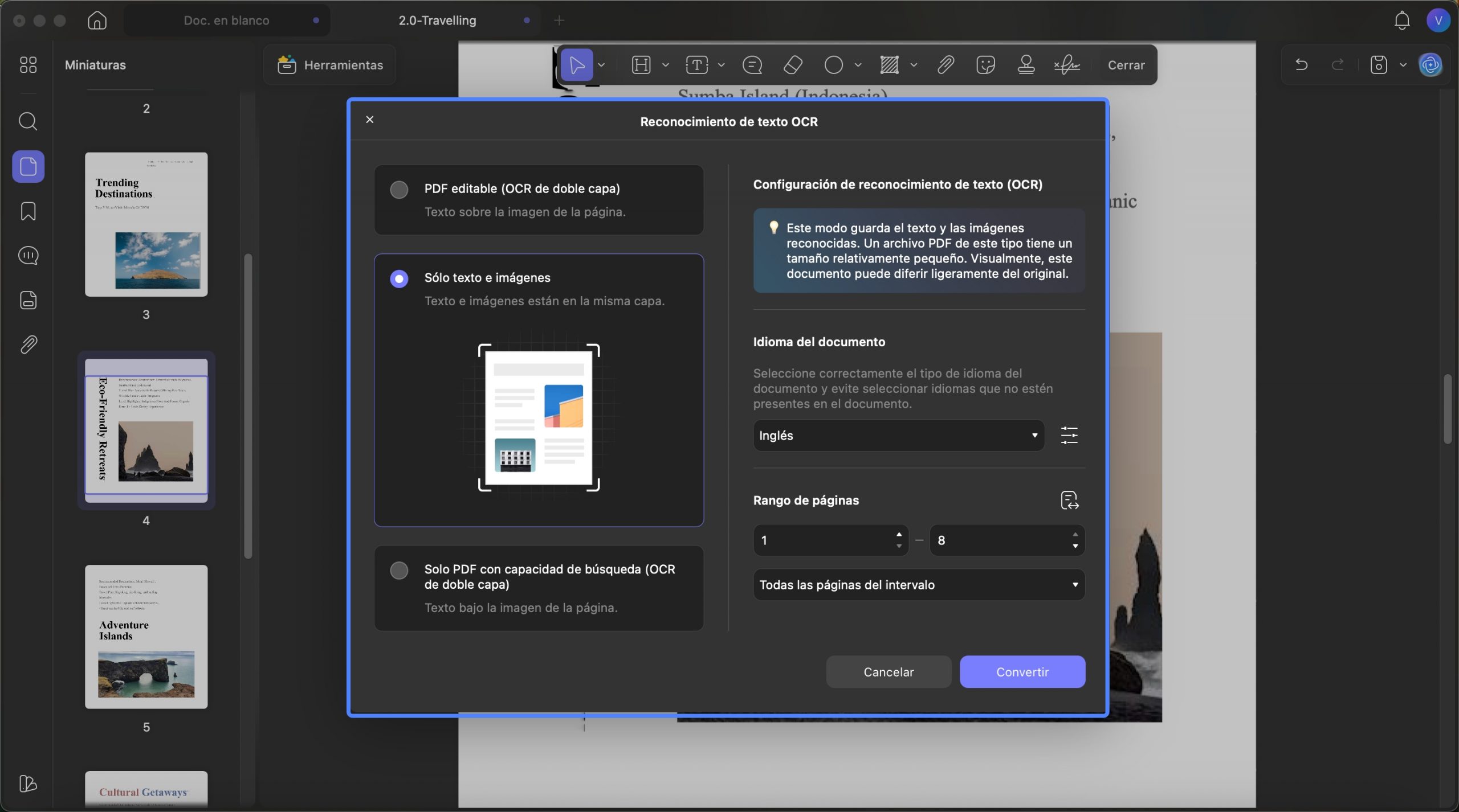 Realizar OCR uPDF solo texto e imágenes en Mac
