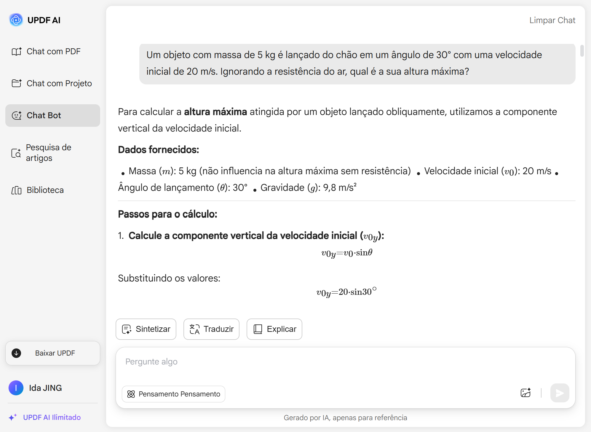 Solver de física UPDF AI