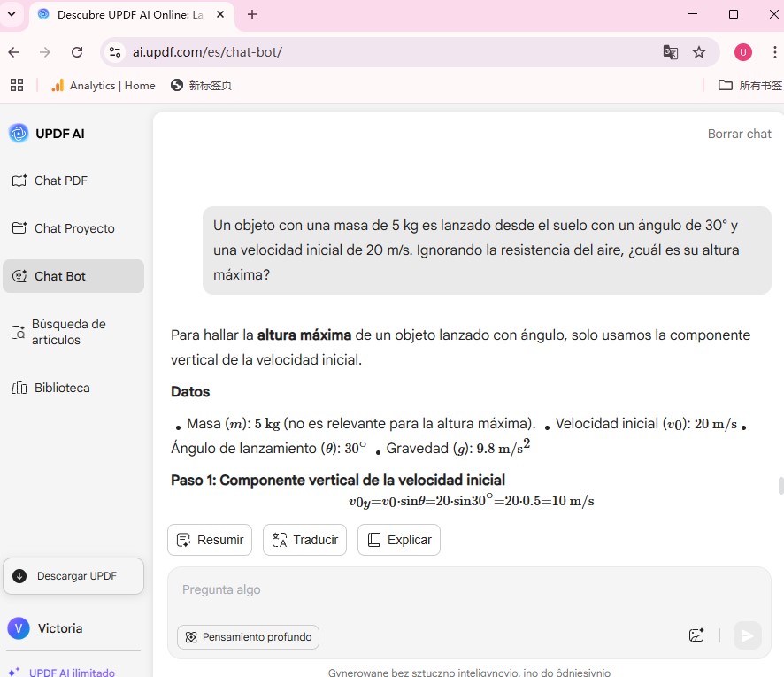 UPDF AI physics solver
