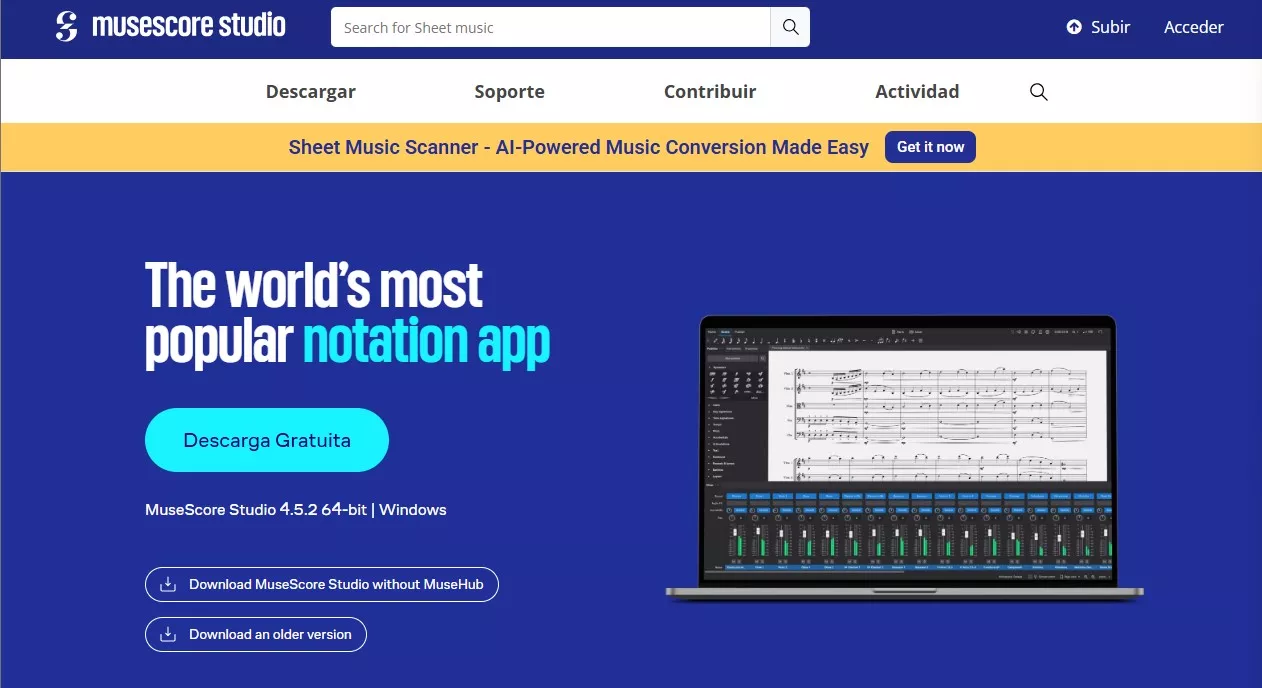 reproducir partituras desde pdf musescore