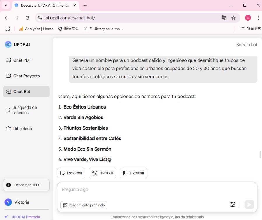 Generador de nombres de podcast de UPDF AI