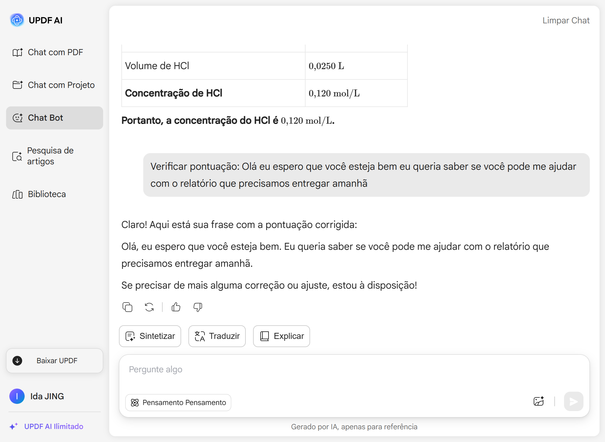 Verificador de pontuação UPDF AI