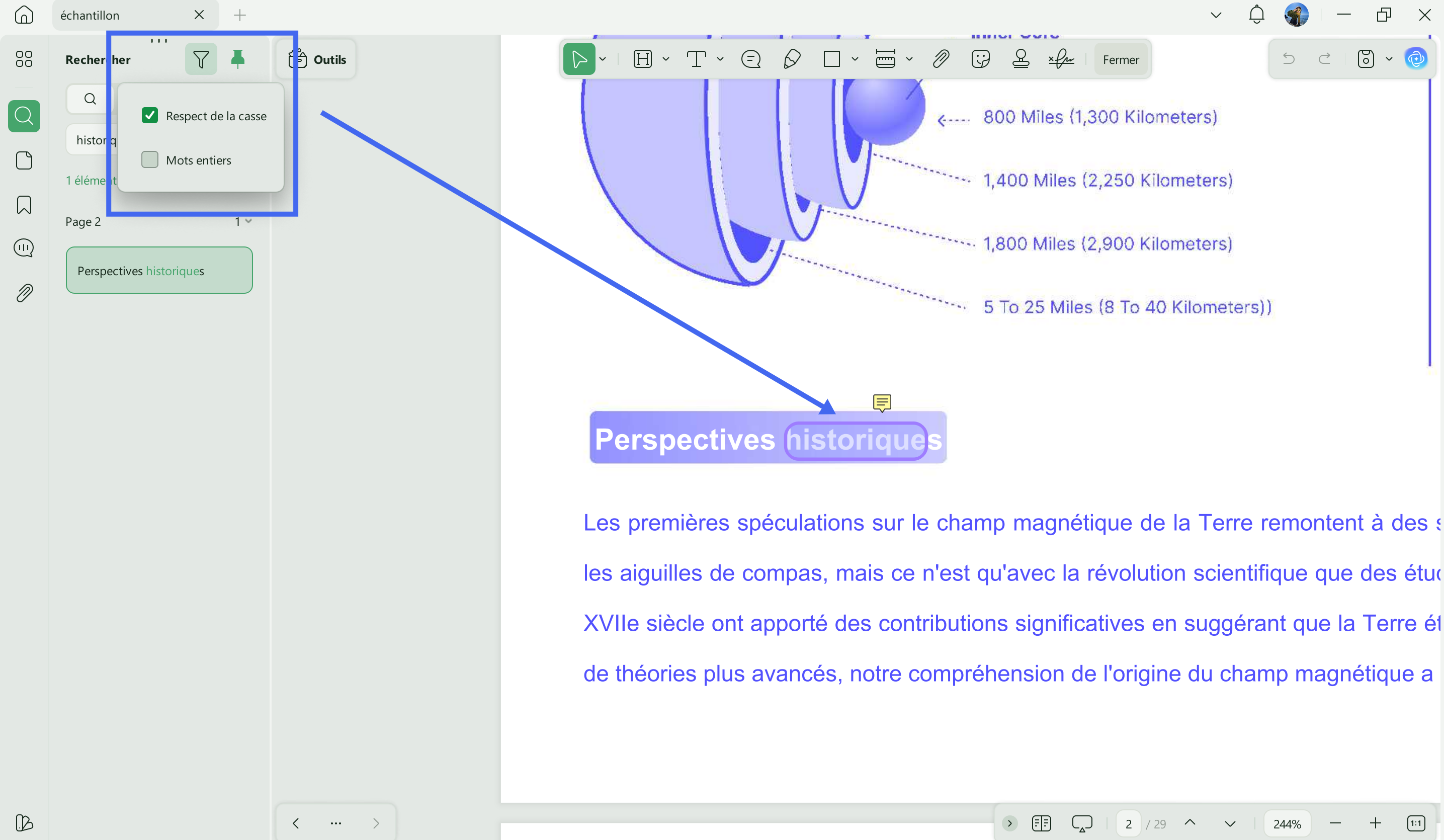 trouver un mot dans un PDF