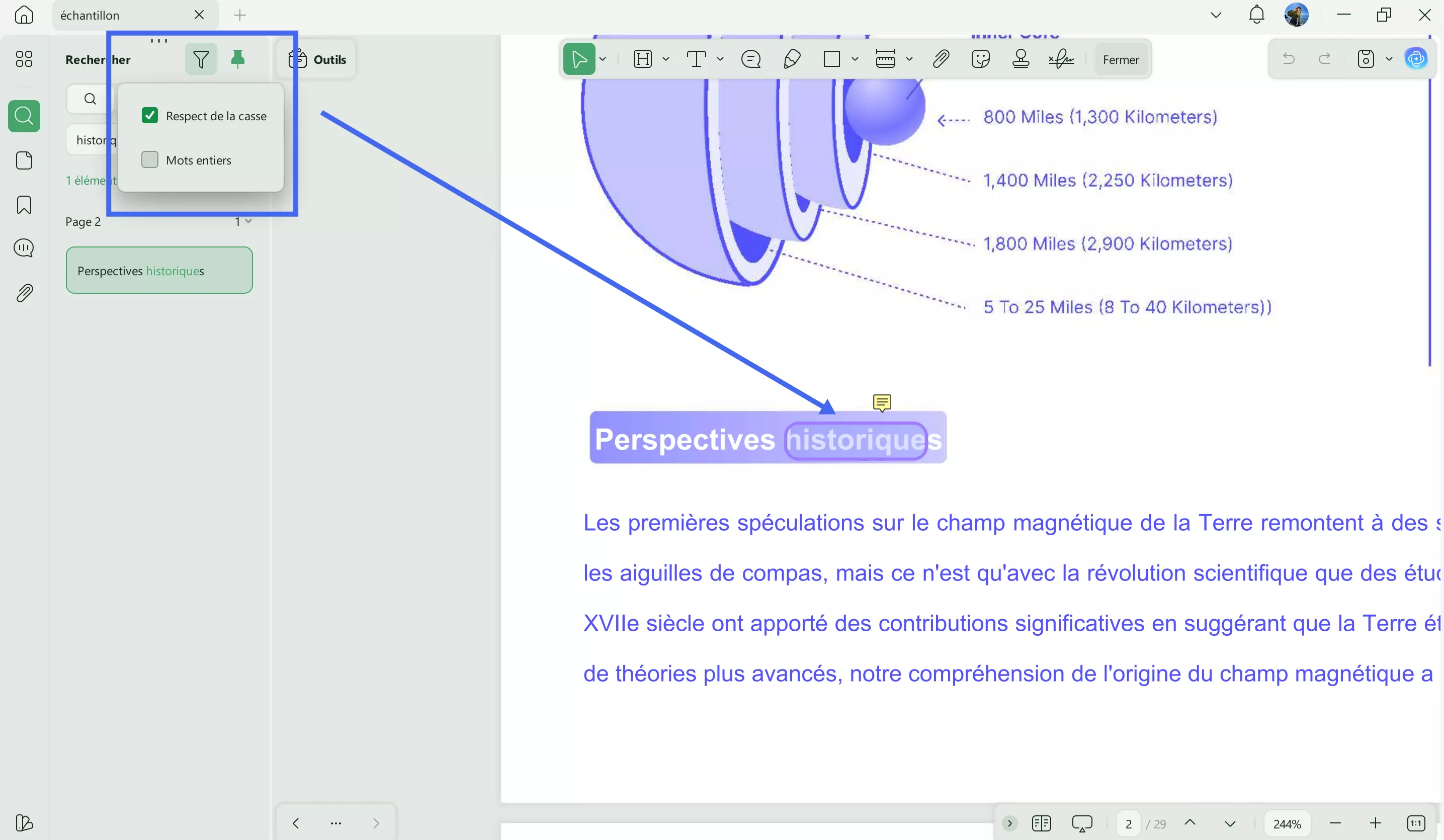 trouver un mot dans un PDF