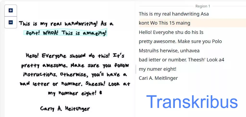 vamos comparar os resultados do reconhecimento de escrita manual entre o transkribus e o updf ai