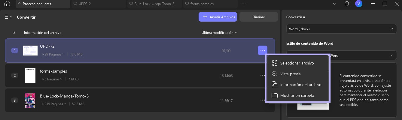 Reemplazar archivo en la conversión por lotes de UPDF en Windows 2