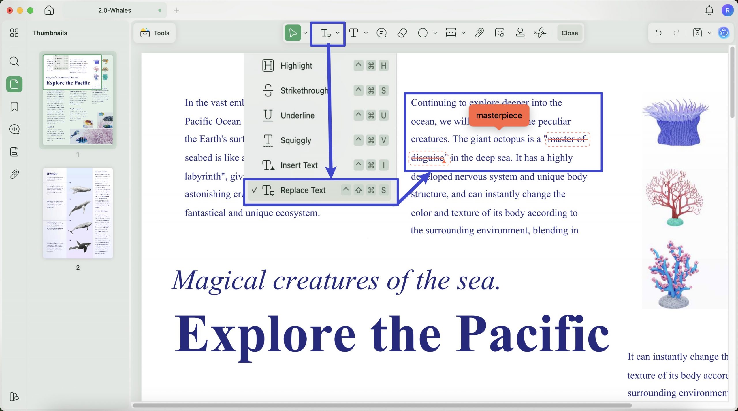 replace text annotation