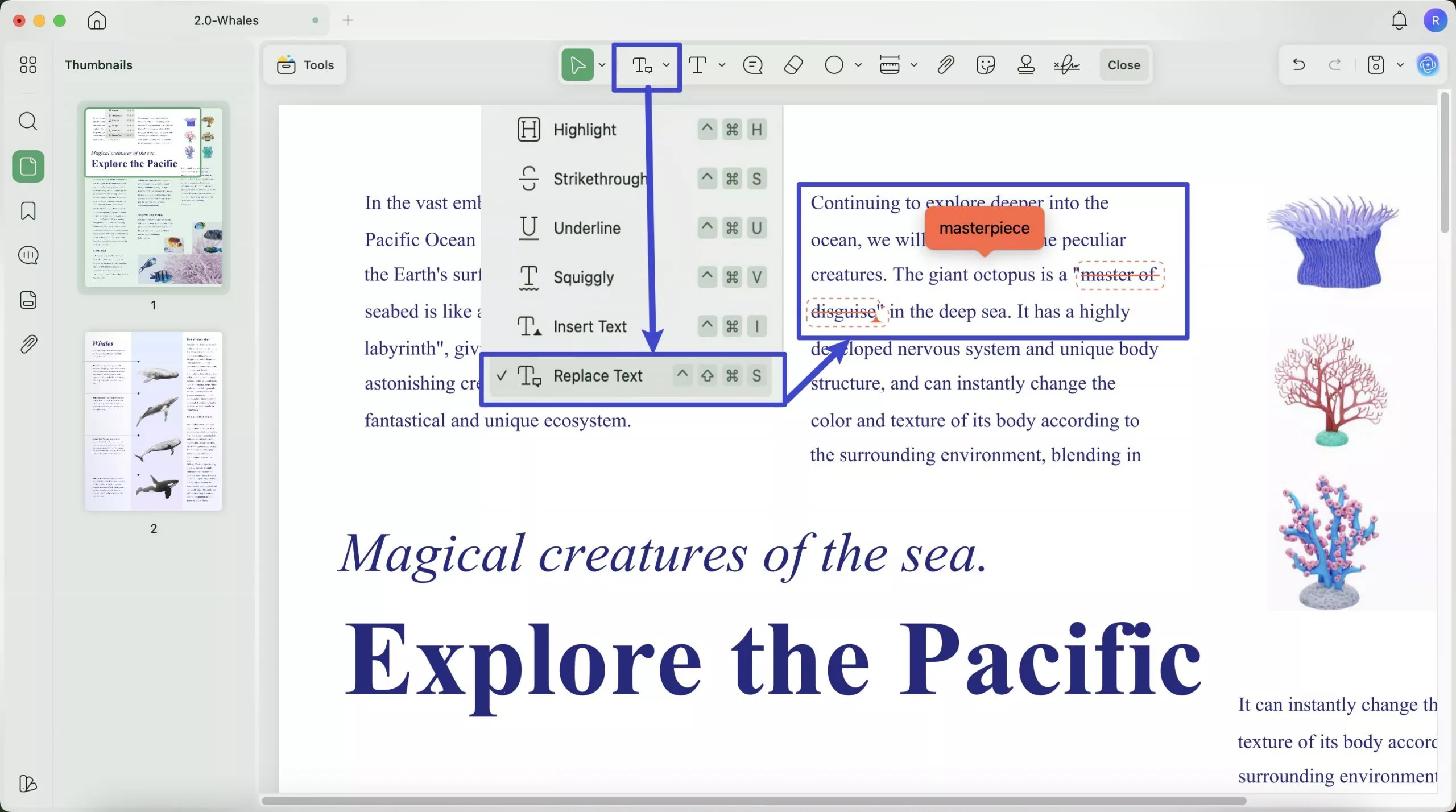 replace text annotation