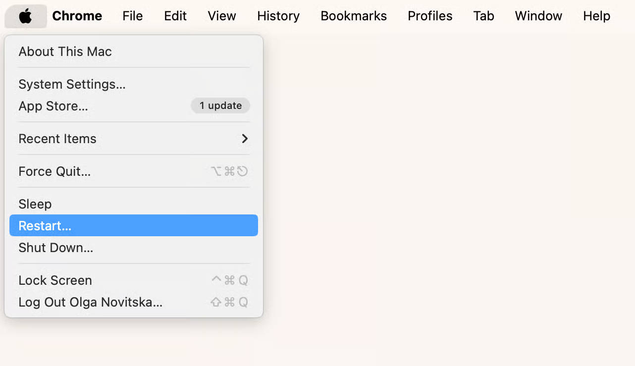 restart your mac