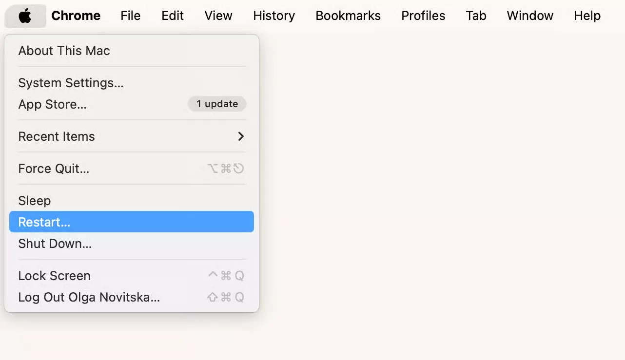 restart your mac