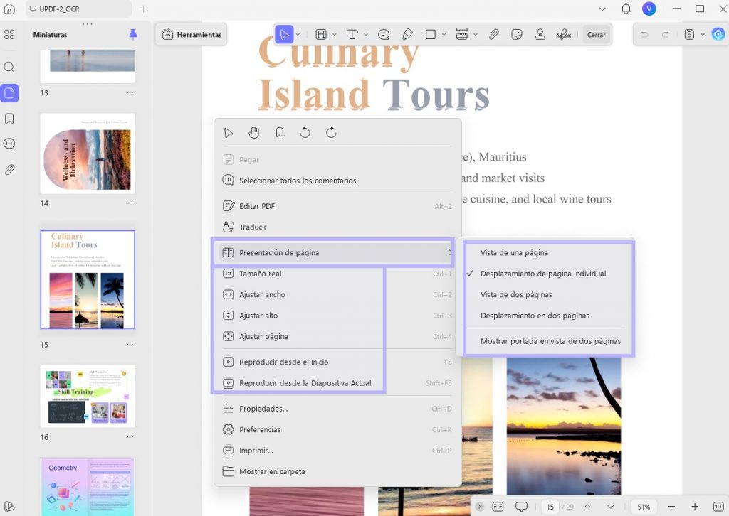 Clic derecho para leer en UPDF Windows