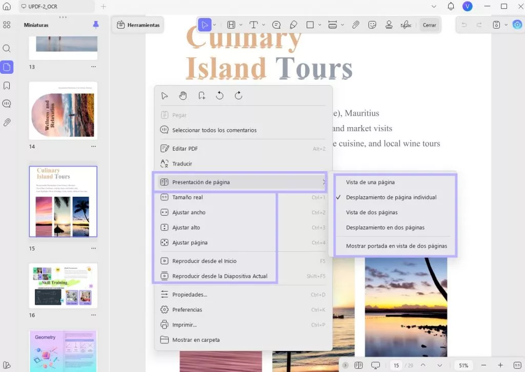 Clic derecho para leer en UPDF Windows
