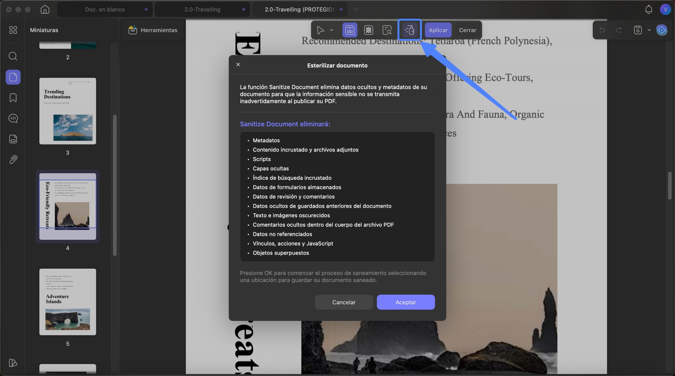 Desinfectar documentos updf en Mac