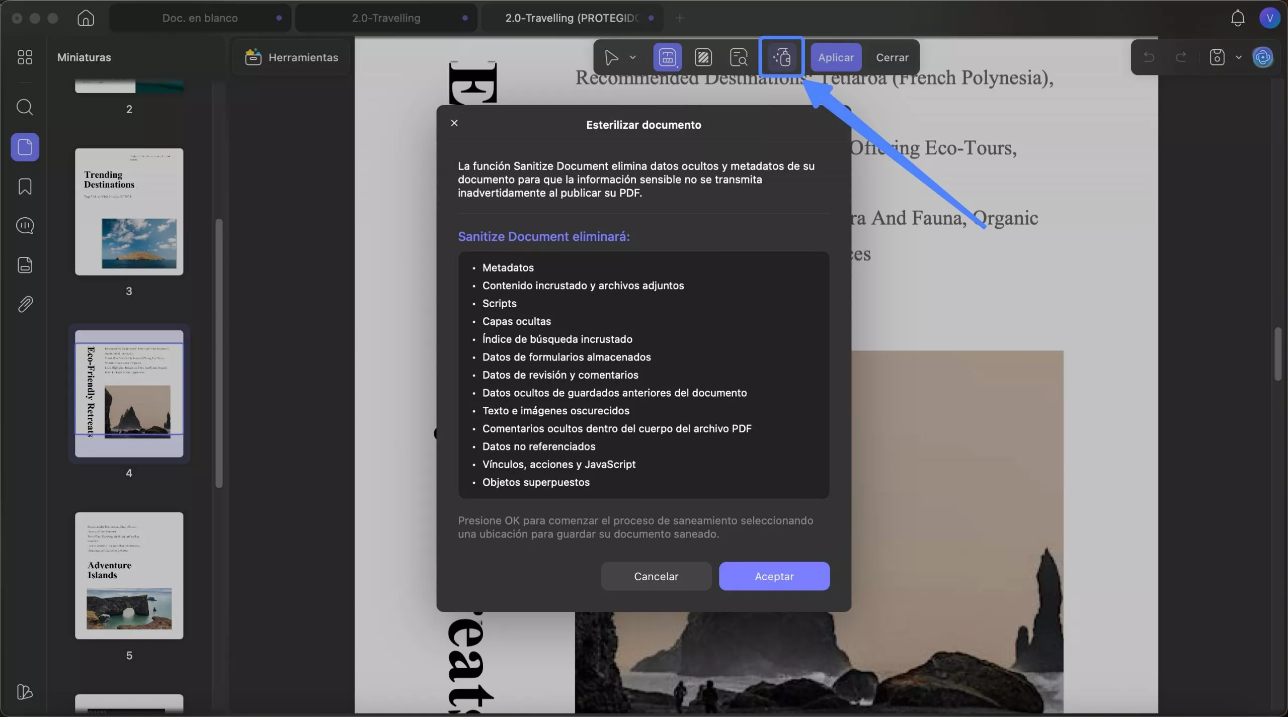 Desinfectar documentos updf en Mac