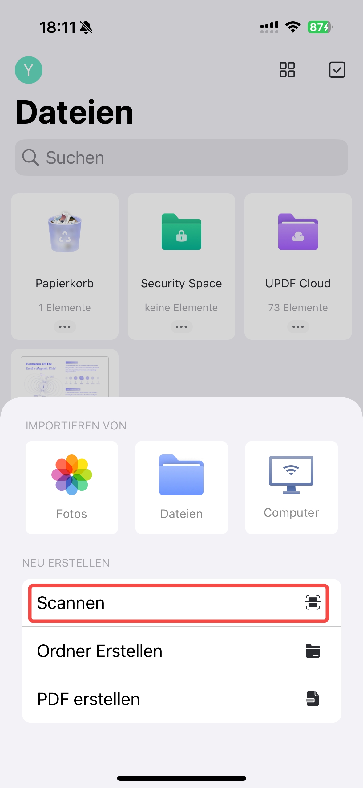 Scannen mit UPDF ios