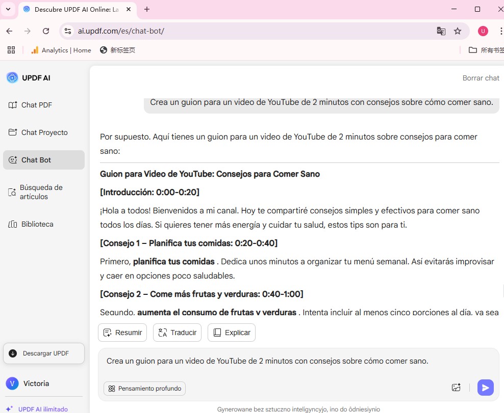 Generador de guiones UPDF AI