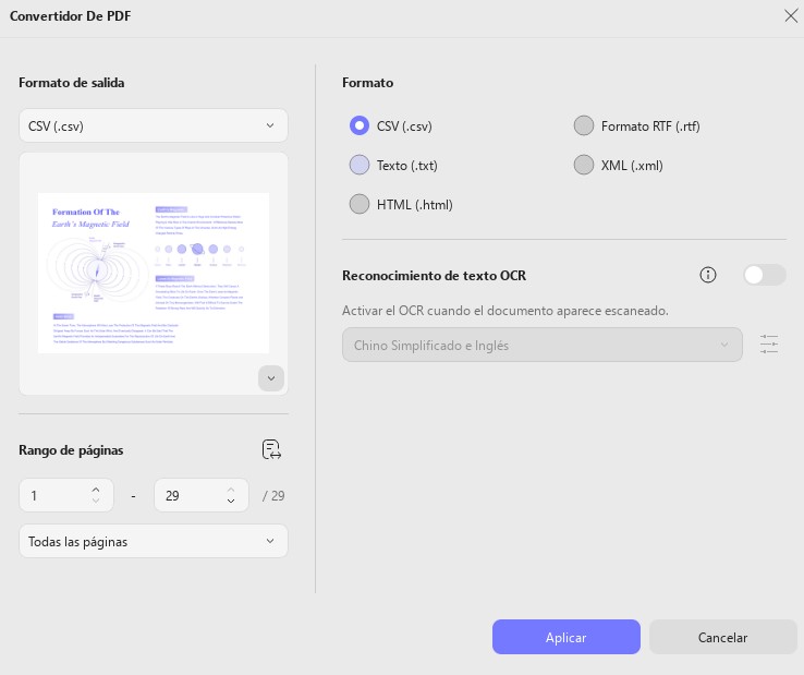Seleccione el formato de archivo y presione aplicar updf windows 2