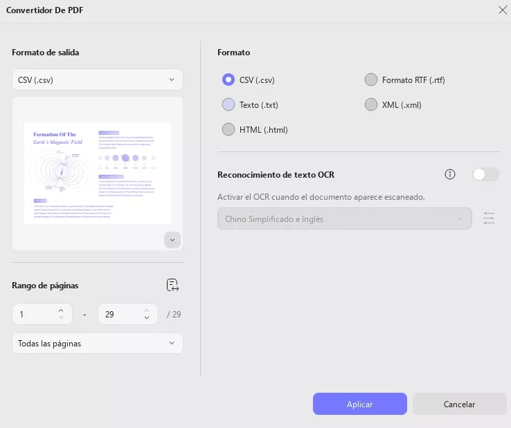 Seleccione el formato de archivo y presione aplicar updf windows 2
