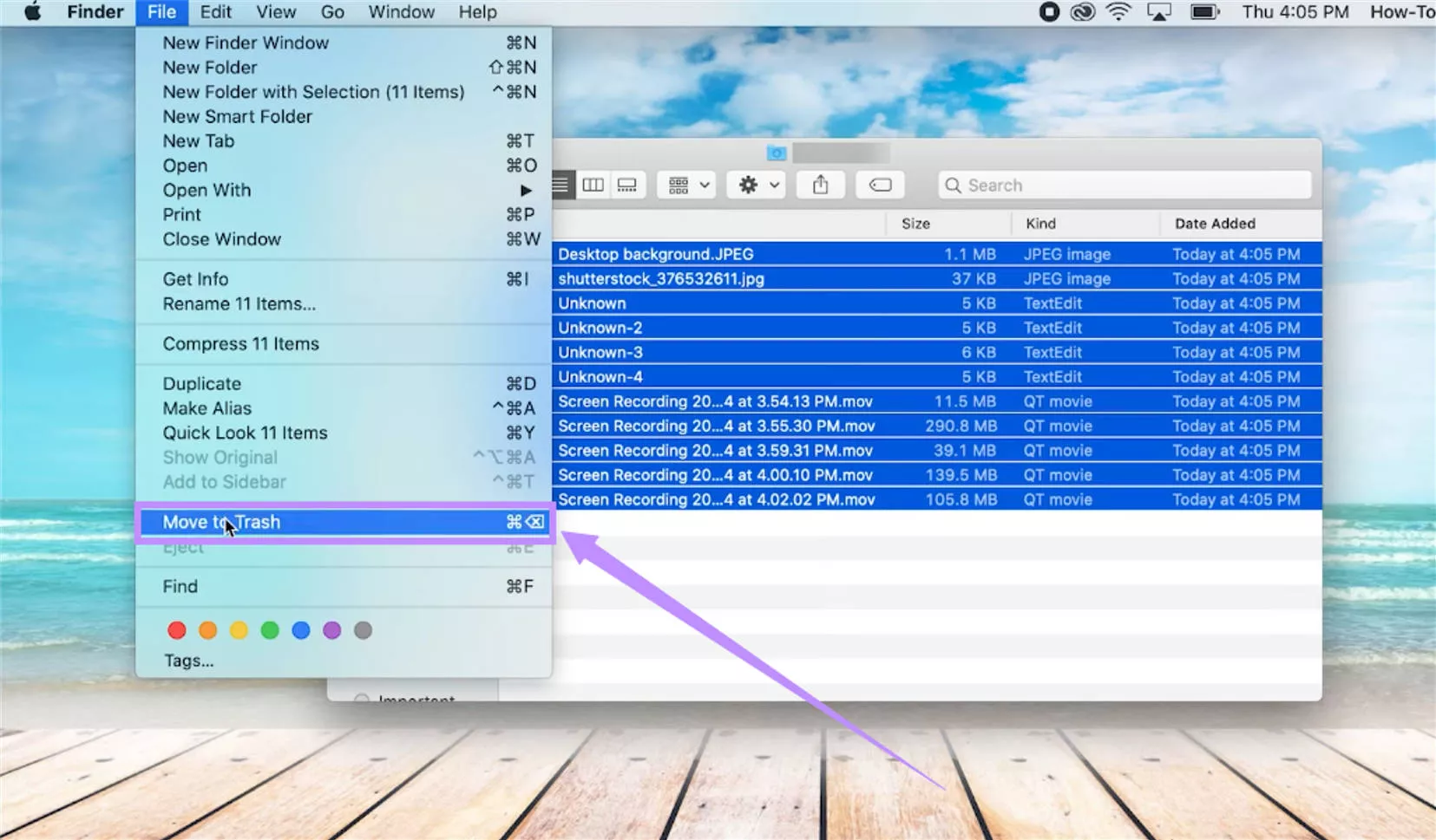 select move to trash mac