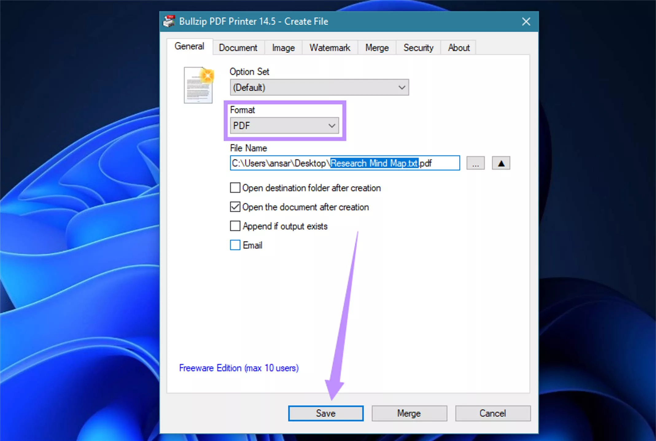 select bullzip pdf printer and click print bullzip pdf printer