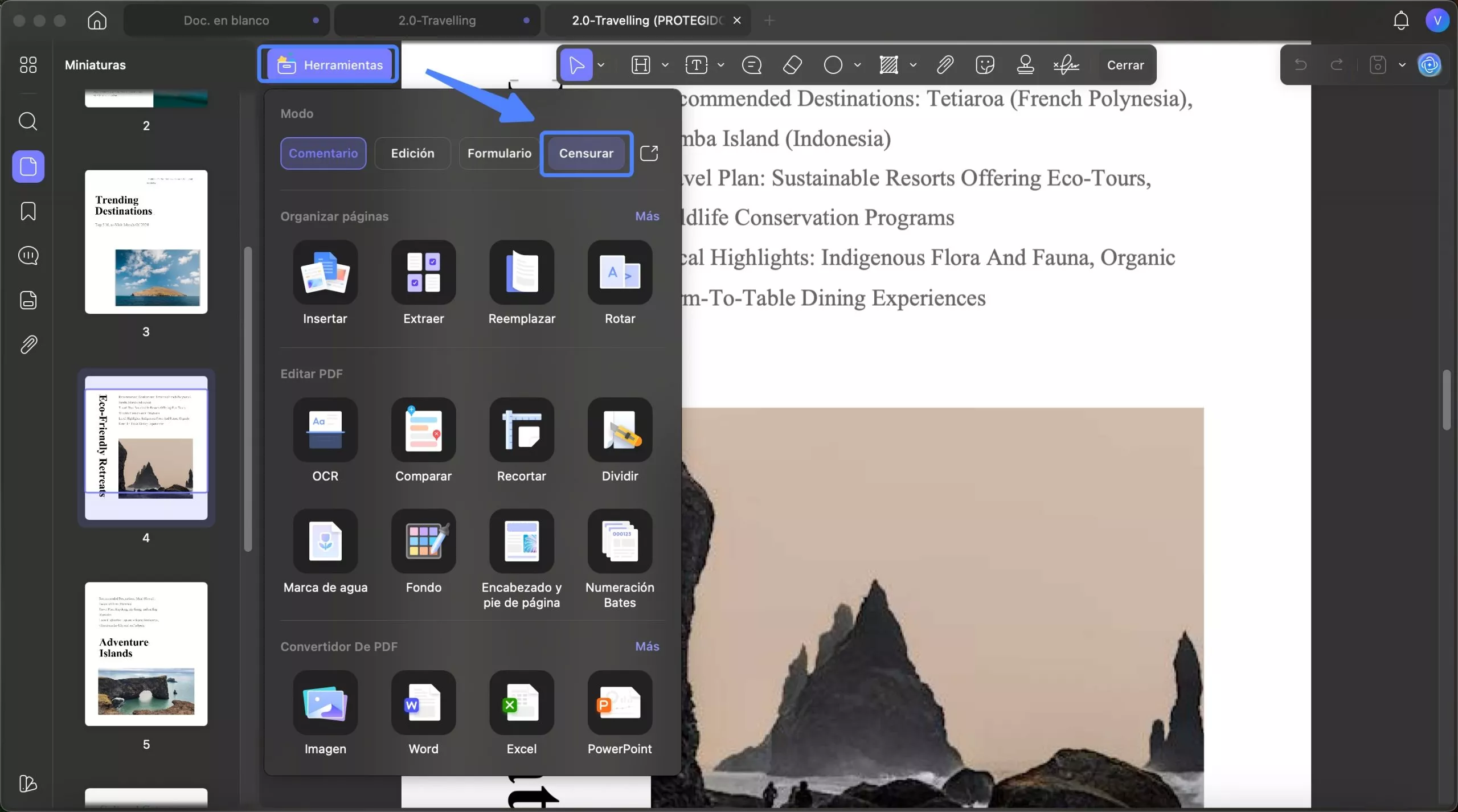 seleccionar redactar desde herramientas updf mac