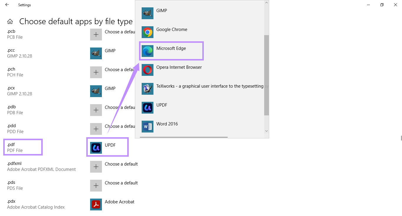 set microsoft edge as the default app