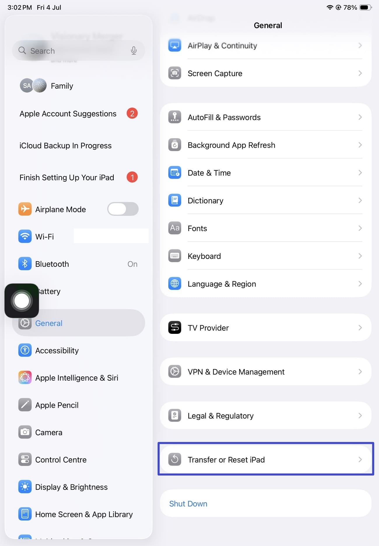 transfer or reset ipad