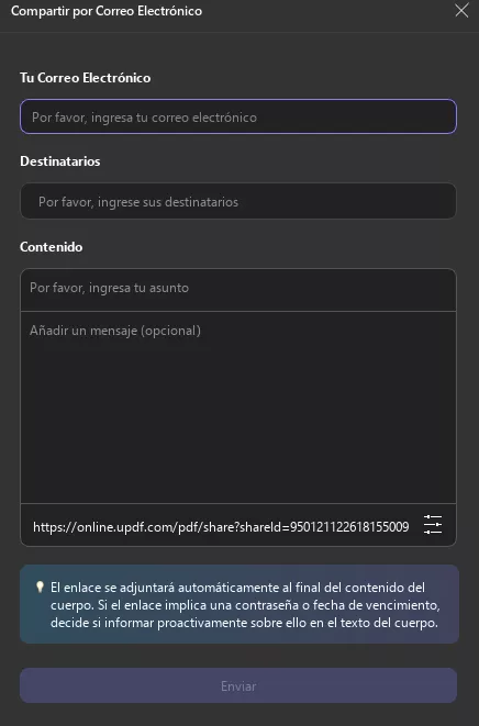 Compartir por correo electrónico con contenido en UPDF Windows 2