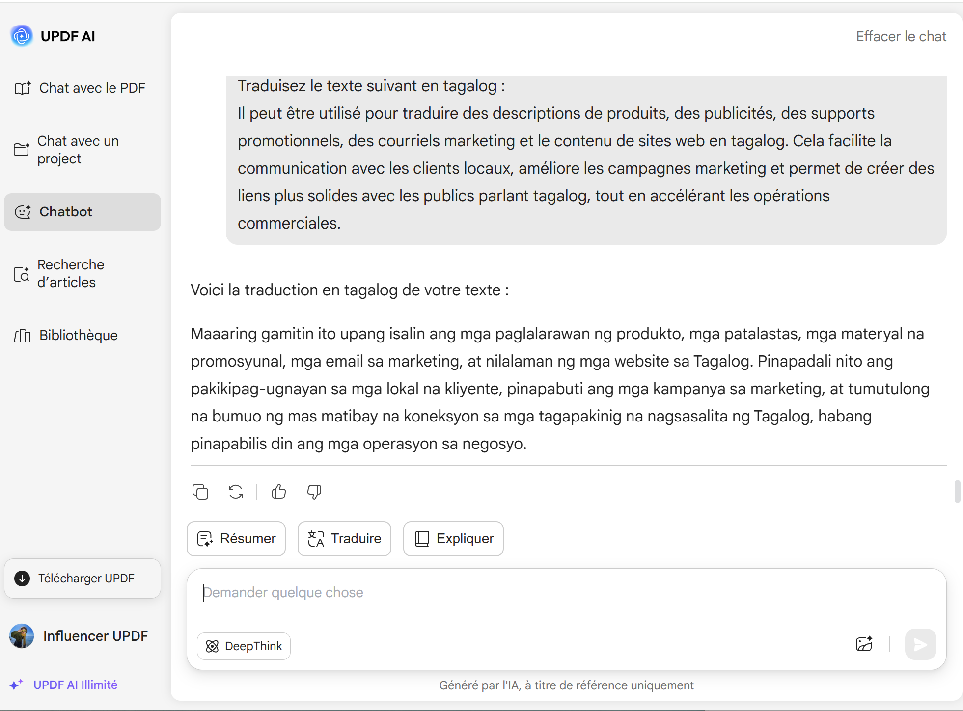 Traducteur UPDF AI en ligne
