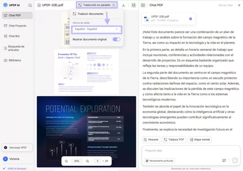 Traducir en paralelo con UPDF AI Online