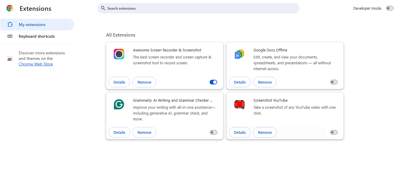 turn off all the extensions chrome