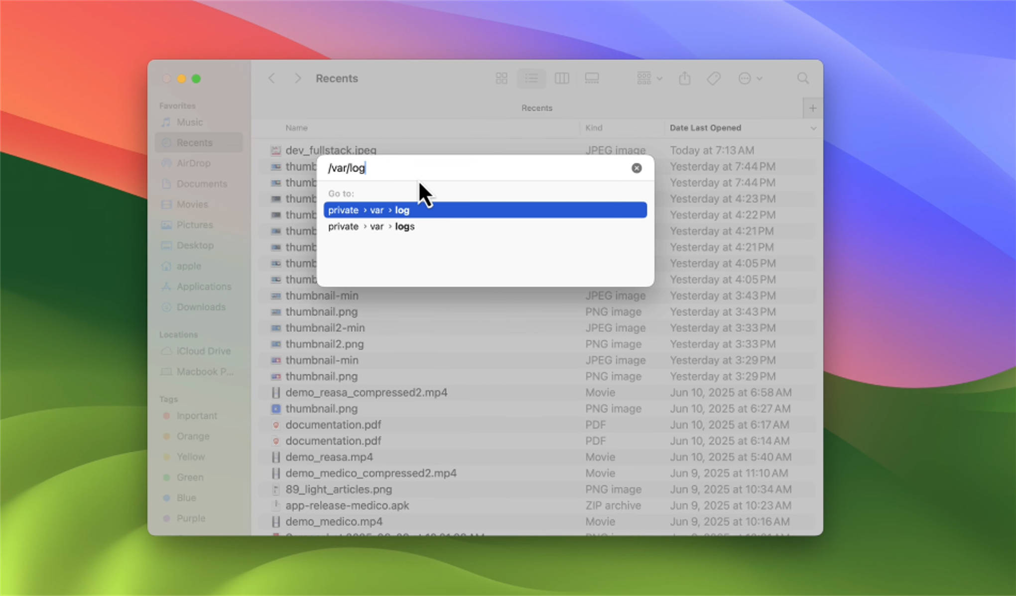 type /var/log mac