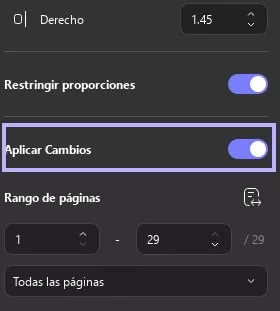 Presione el botón aplicar cambios
