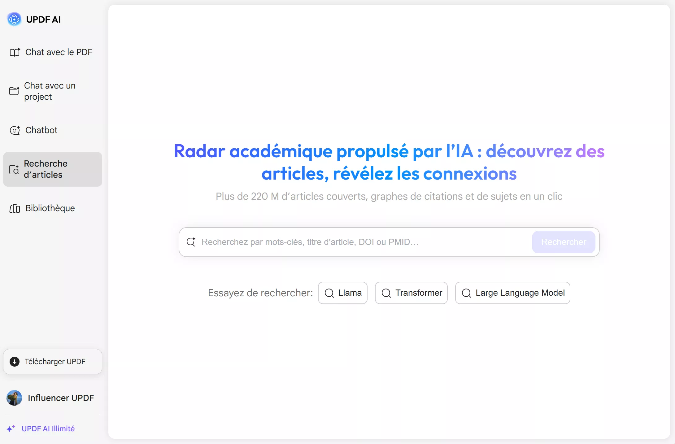 fonction de recherche de papier
