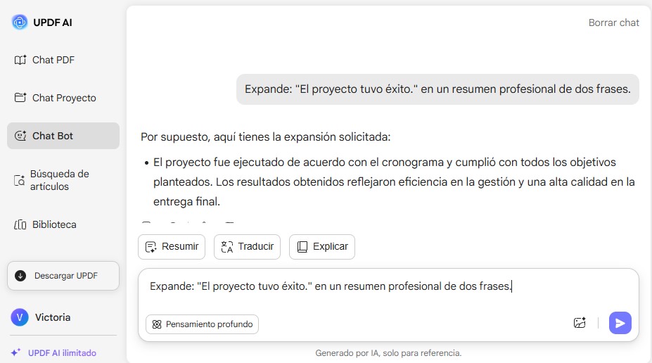 expansor de oraciones updf ai