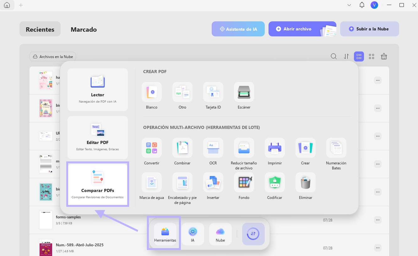 seleccionar archivos para comparar