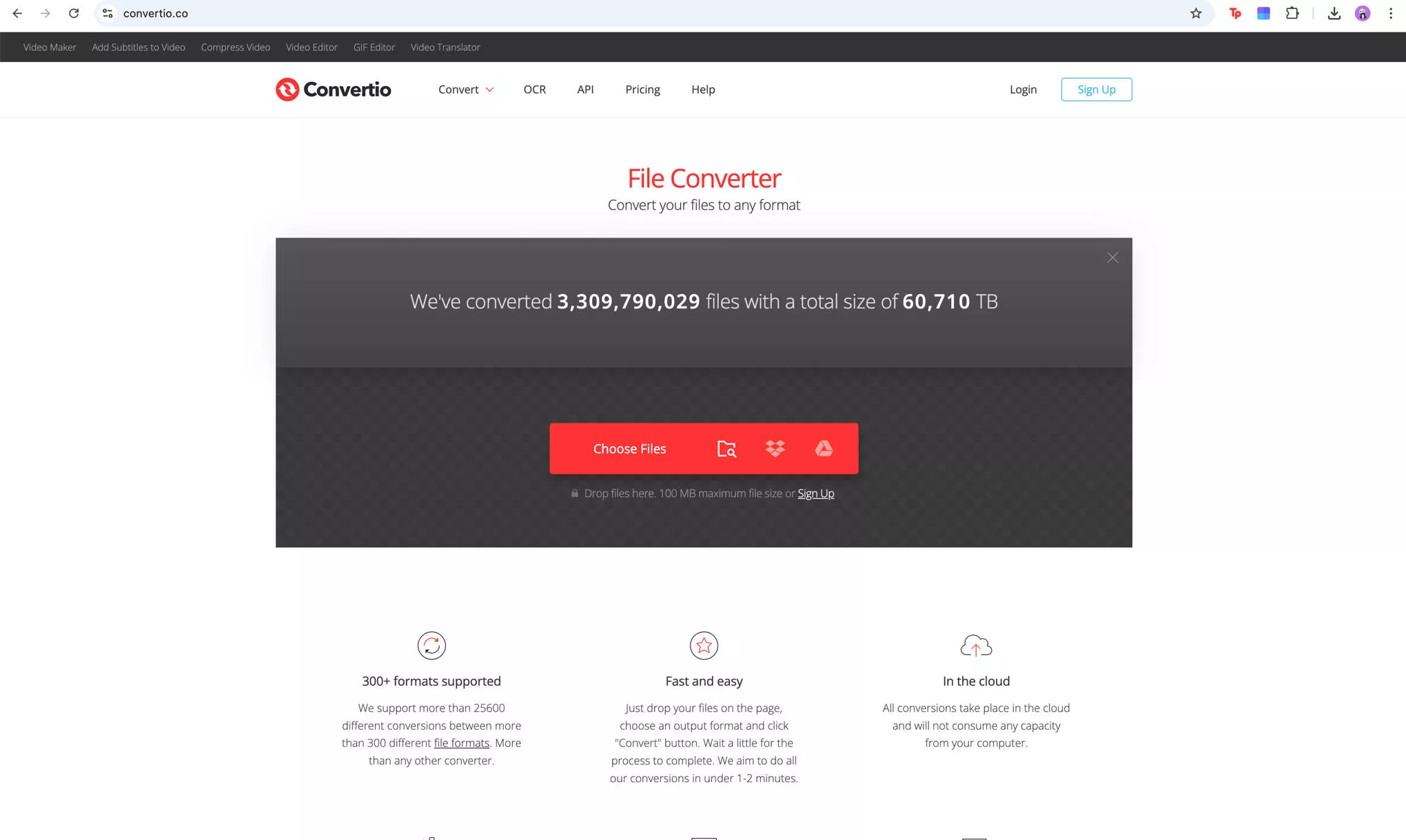 upload the image to convertio