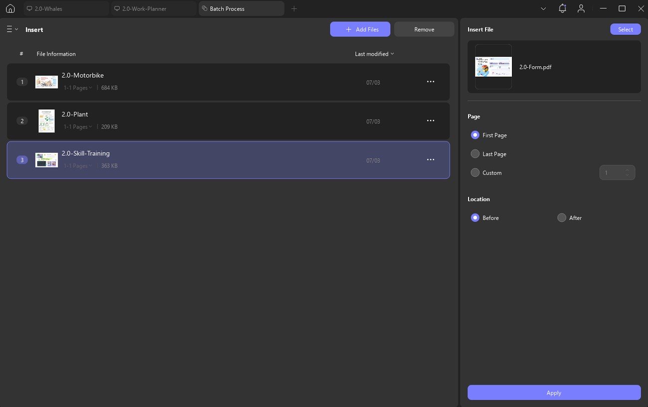 batch insert pdf documents 