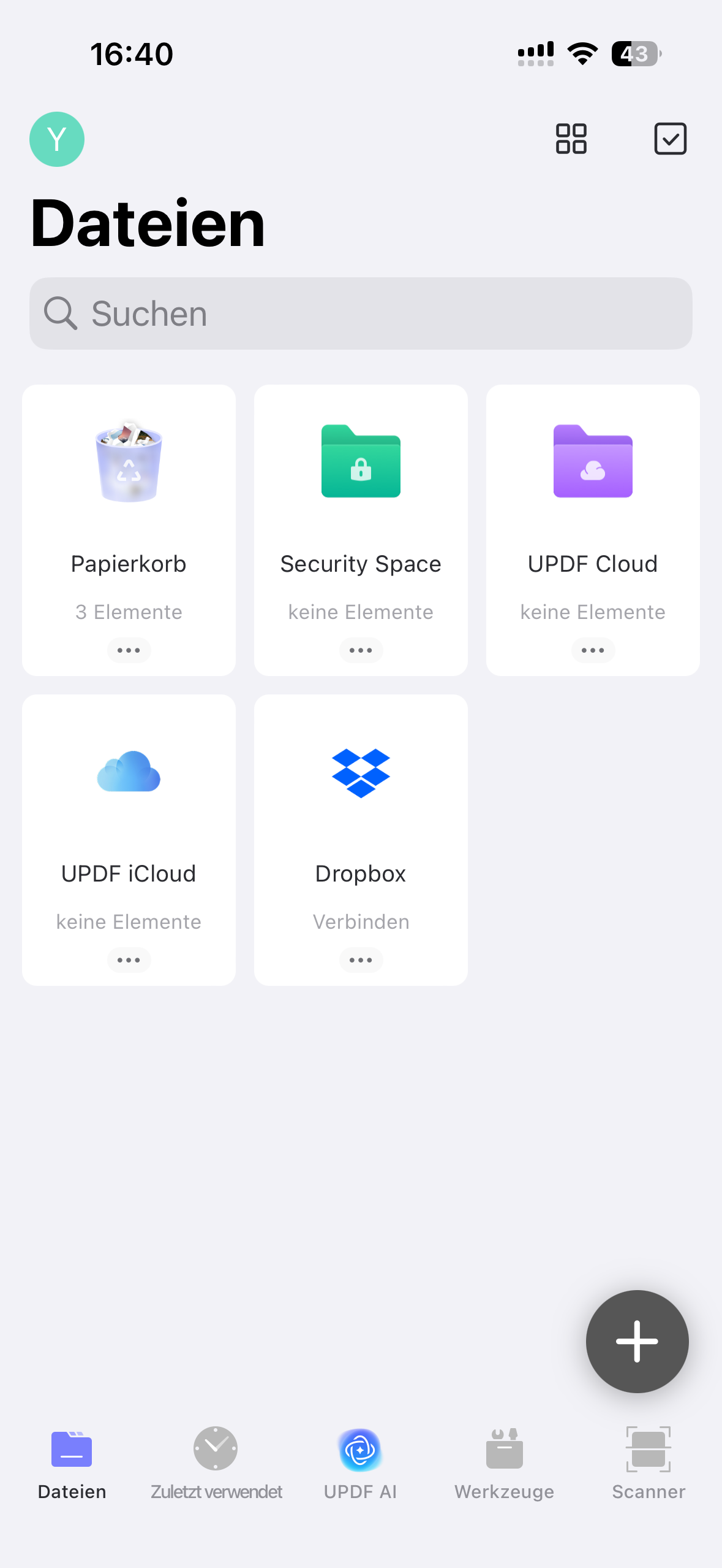 updf verbindet sich mit iCloud und Dropbox