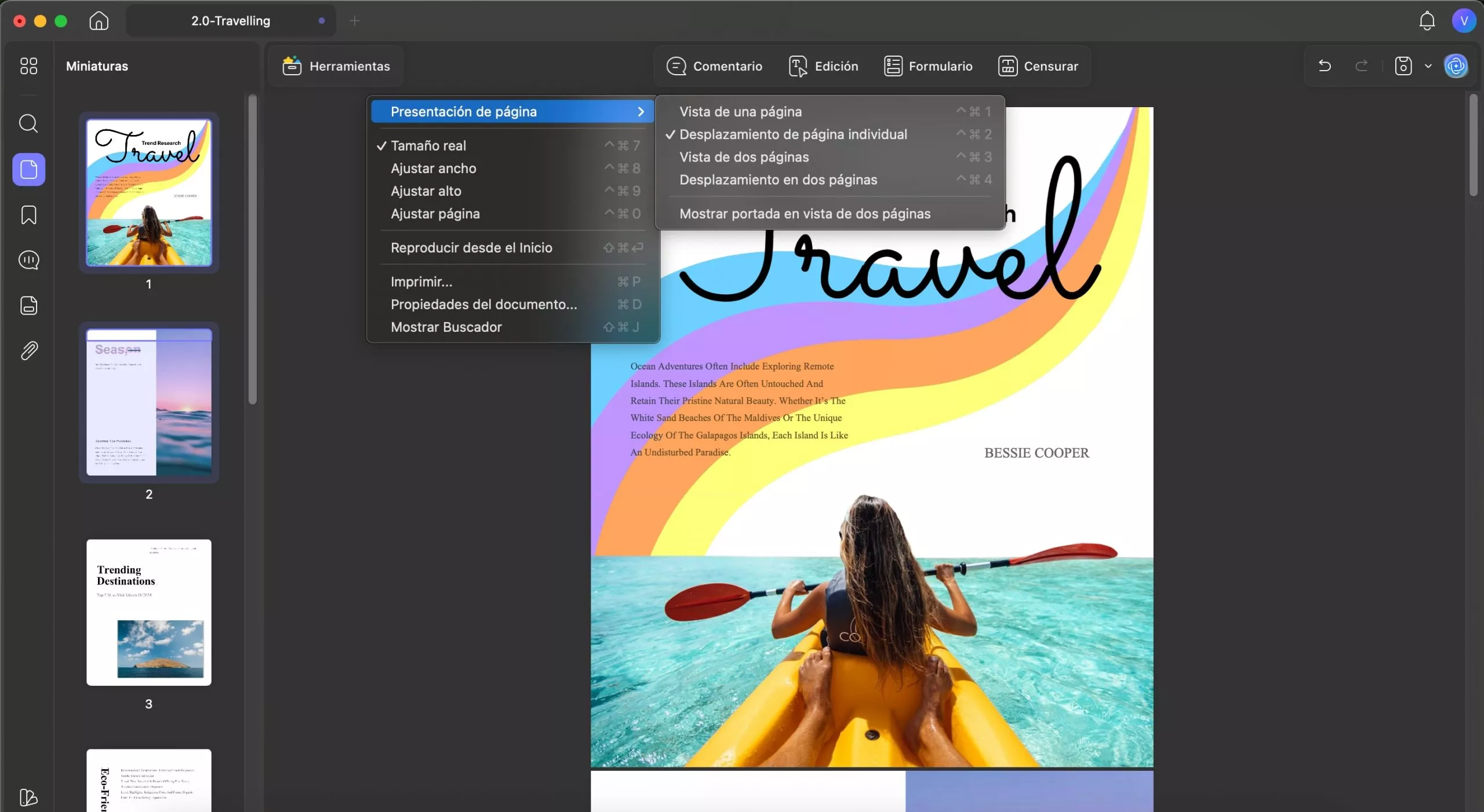 Modo de vista de PDF