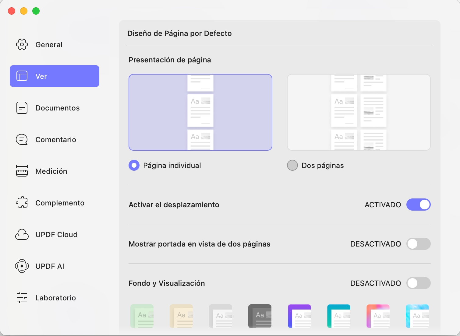 Ver configuración de preferencias updf mac