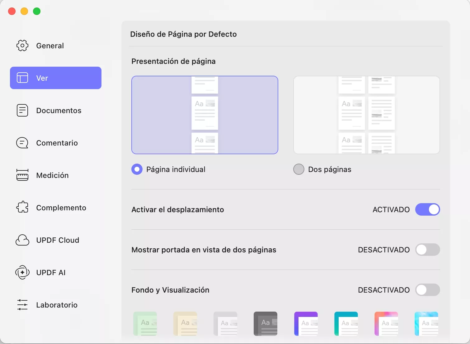 Ver configuración de preferencias updf mac