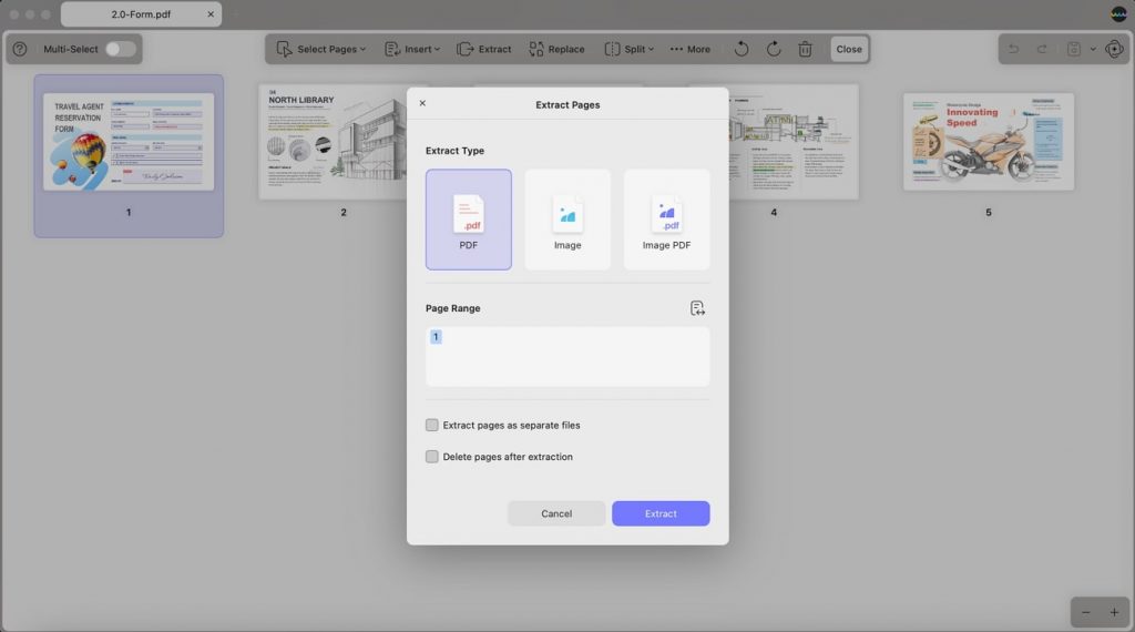extract pages from pdf