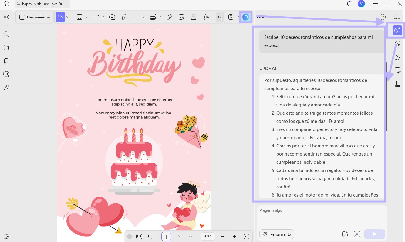 Crea deseos de cumpleaños con updf ai