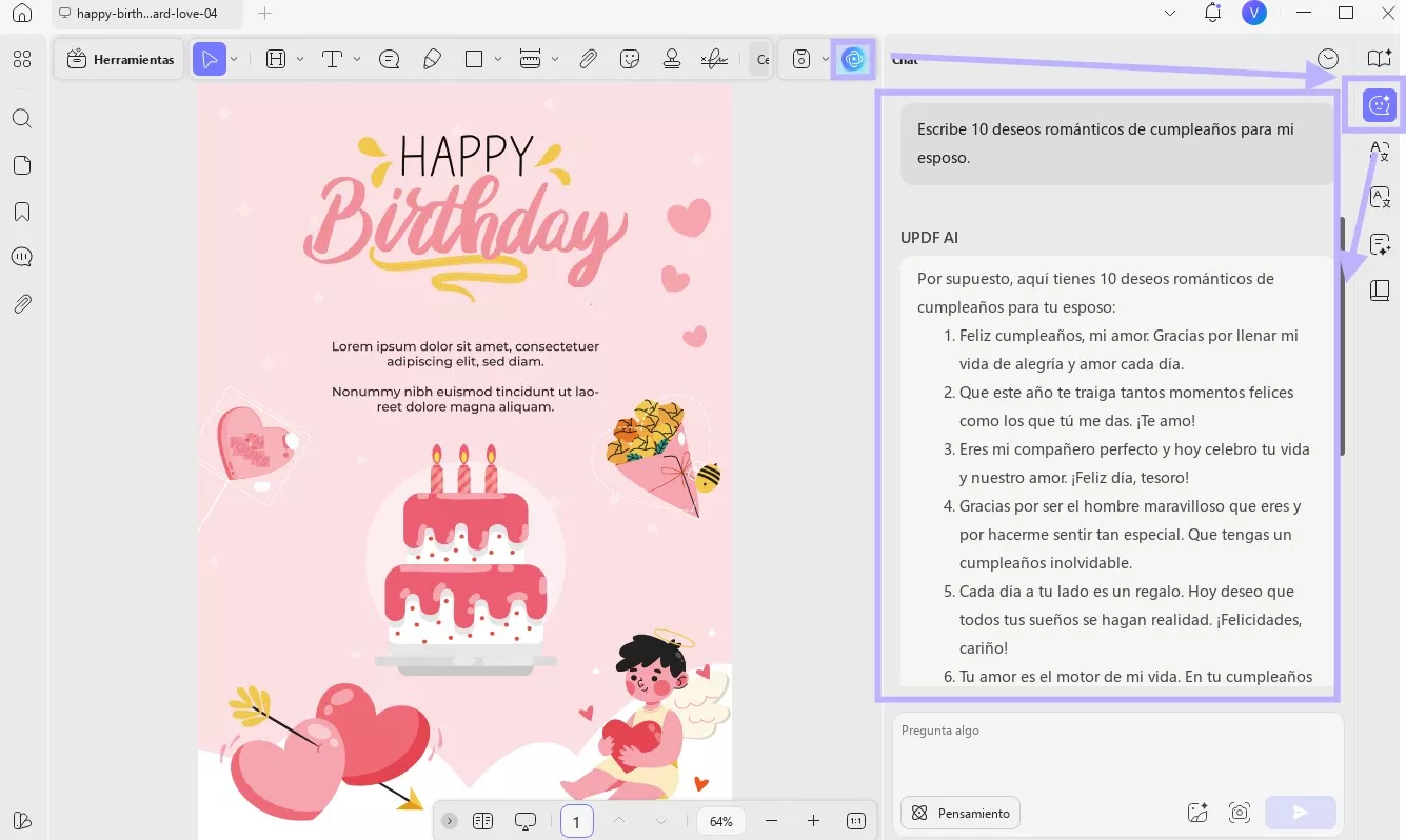 Crea deseos de cumpleaños con updf ai