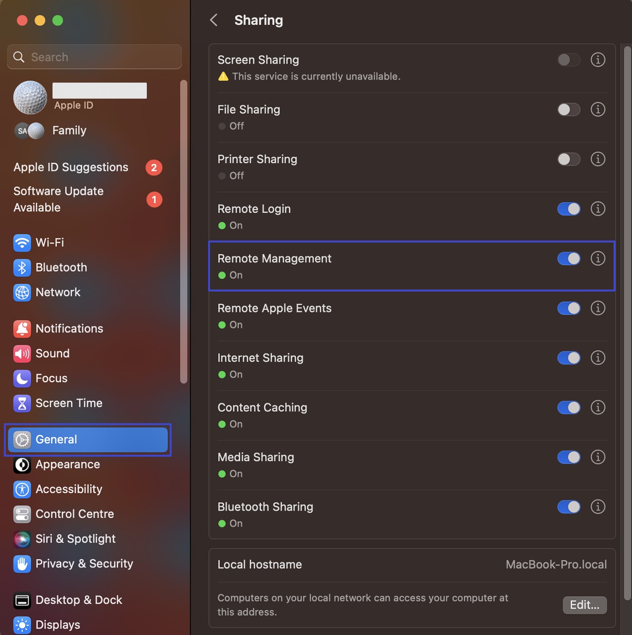 check remote management enabled 