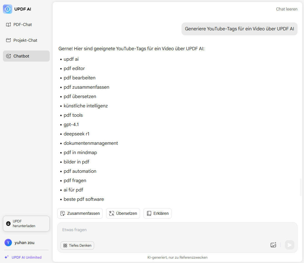 UPDF AI YouTube-Tag Generator