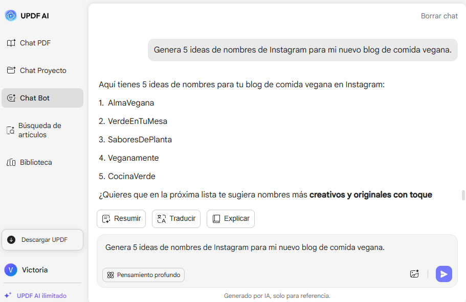 Generar Nombre de Instagram