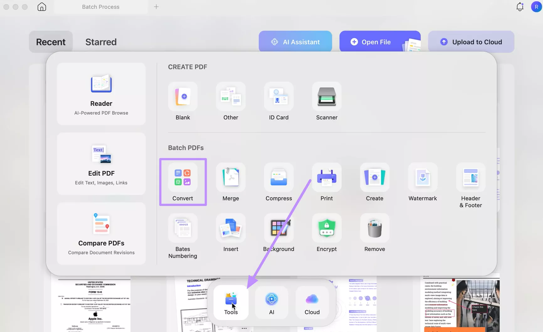 access the batch convert feature